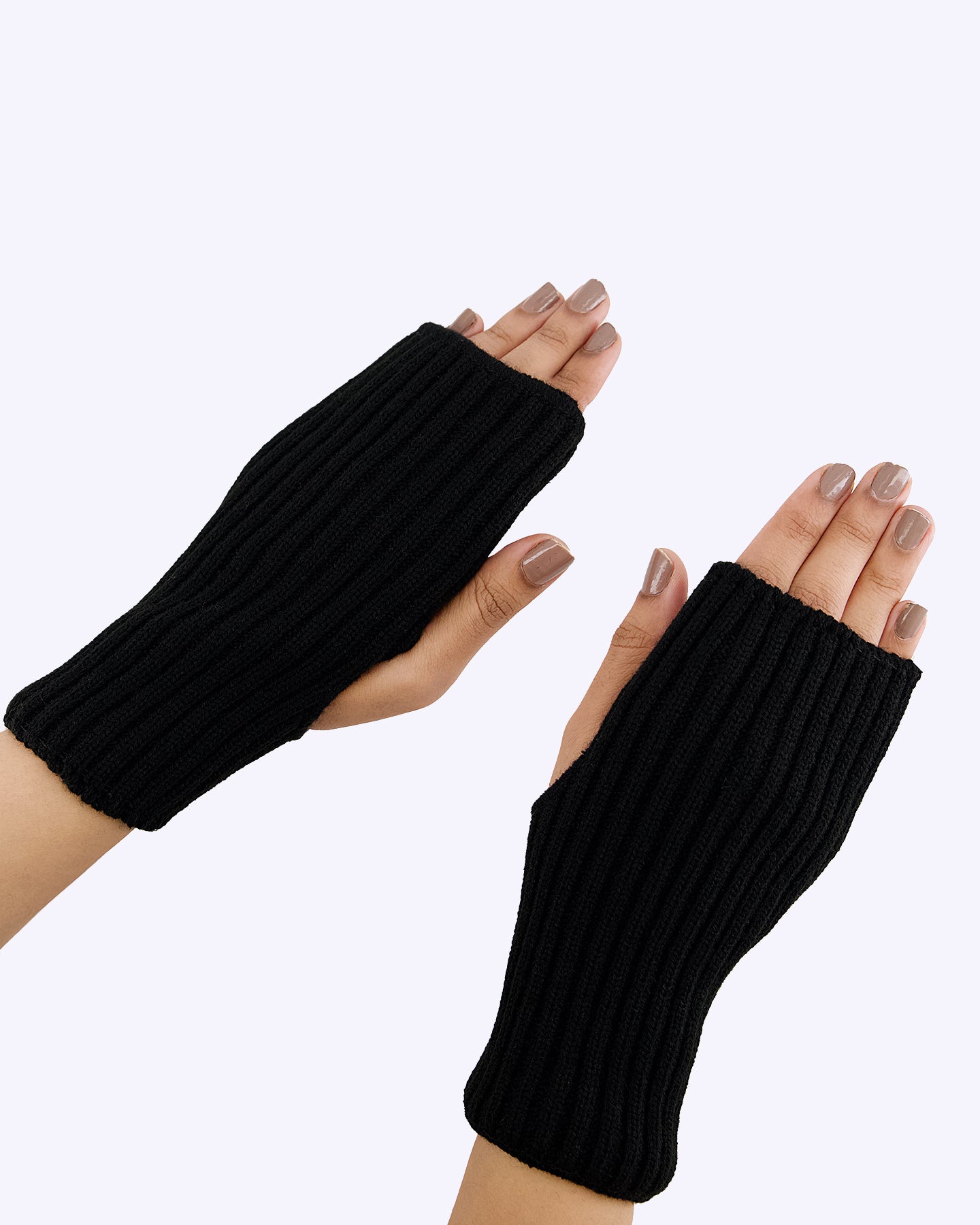 Ribbed Knit Gloves - Black