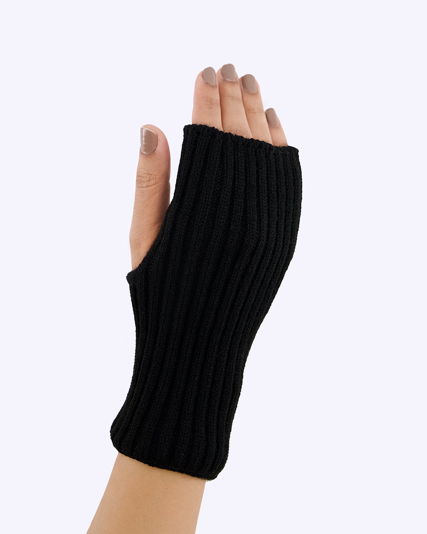 Ribbed Knit Gloves - Black