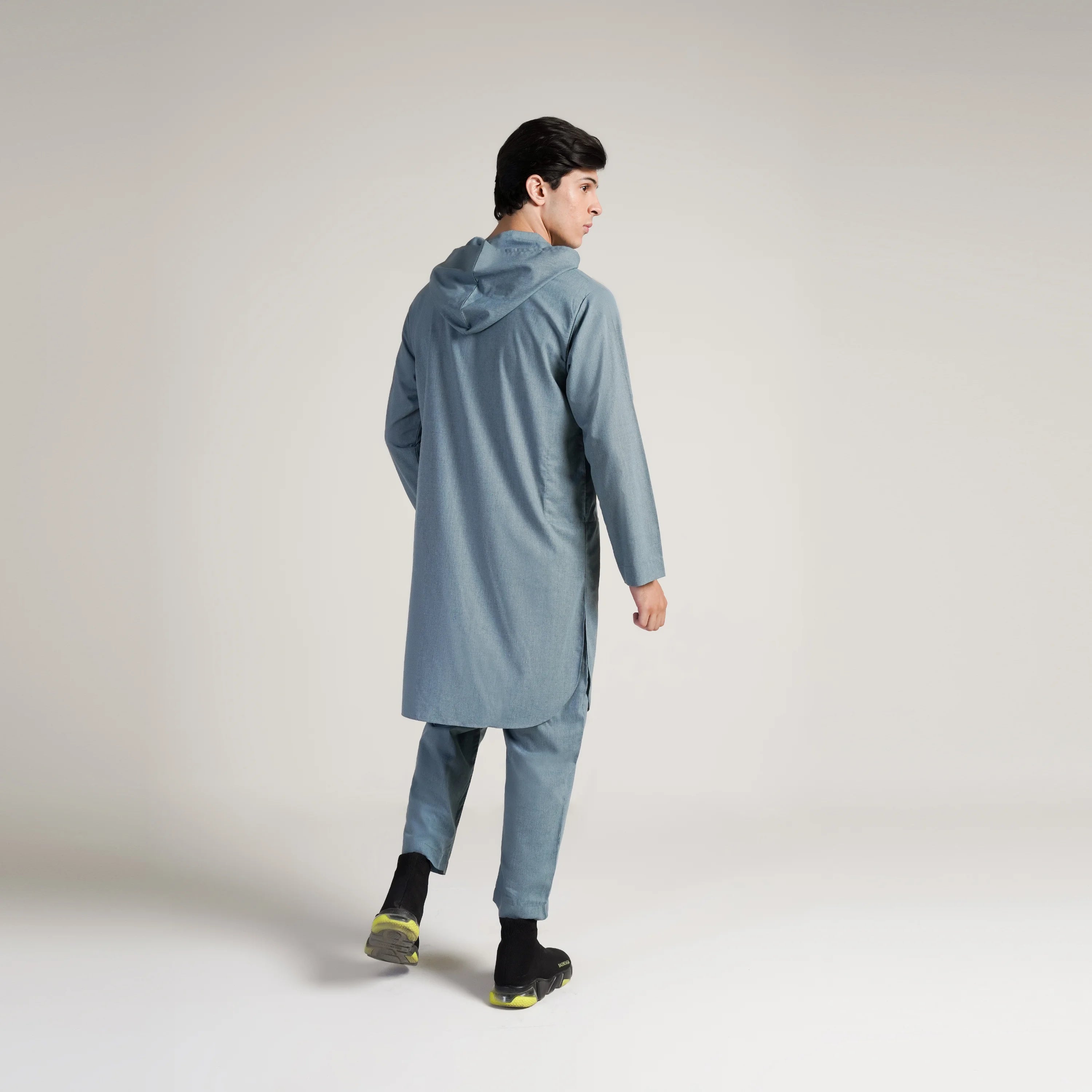 Aegean Teal Contemporary Kurta Hoodie Suit
