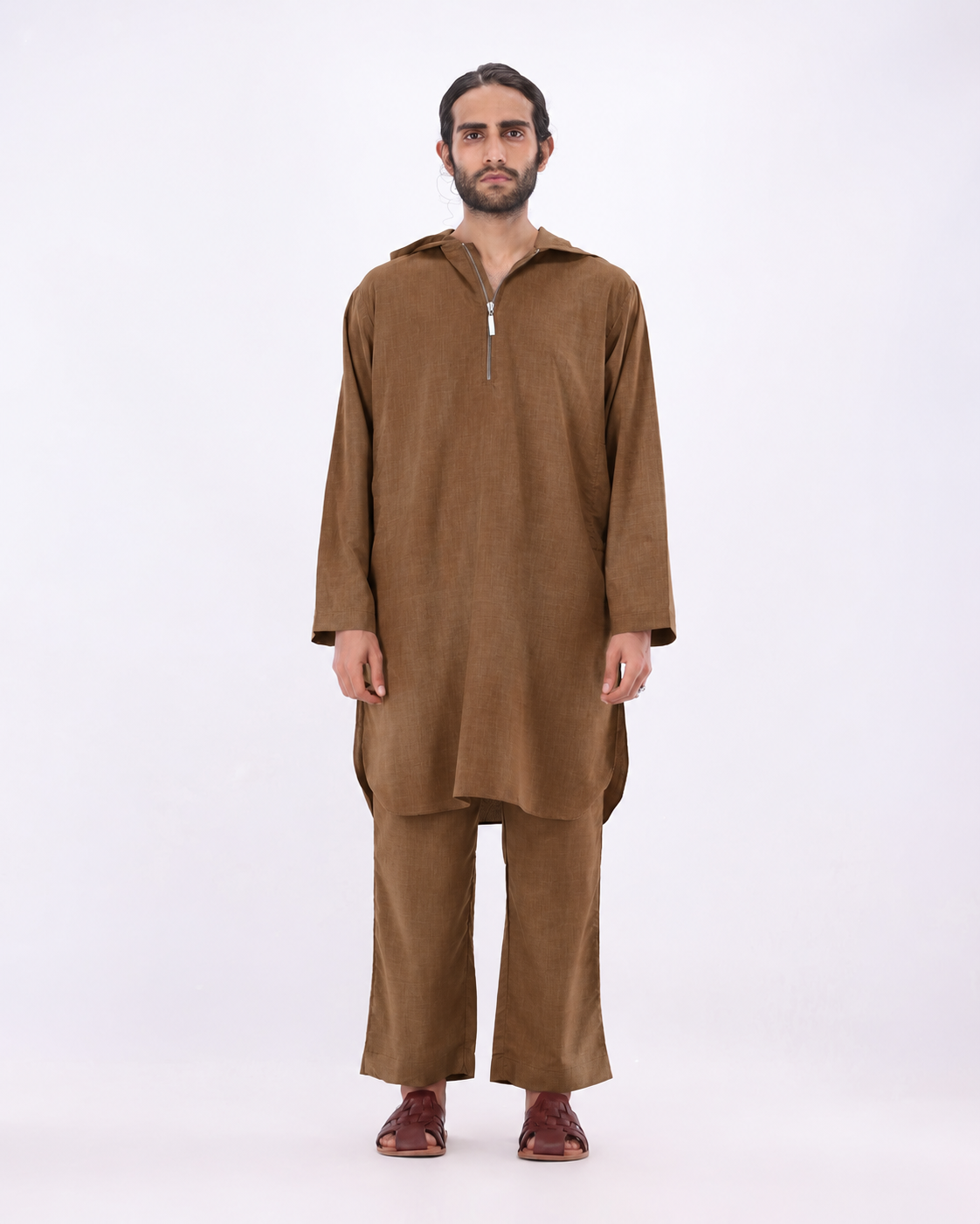 Nomad Hoodie Kurta Set – Brown