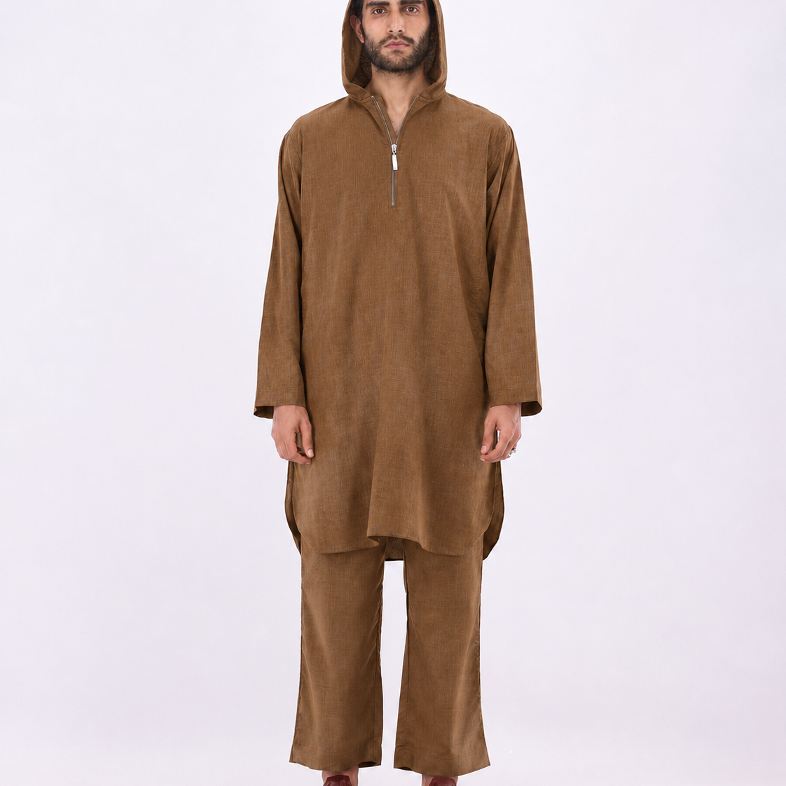Nomad Hoodie Kurta Set – Brown