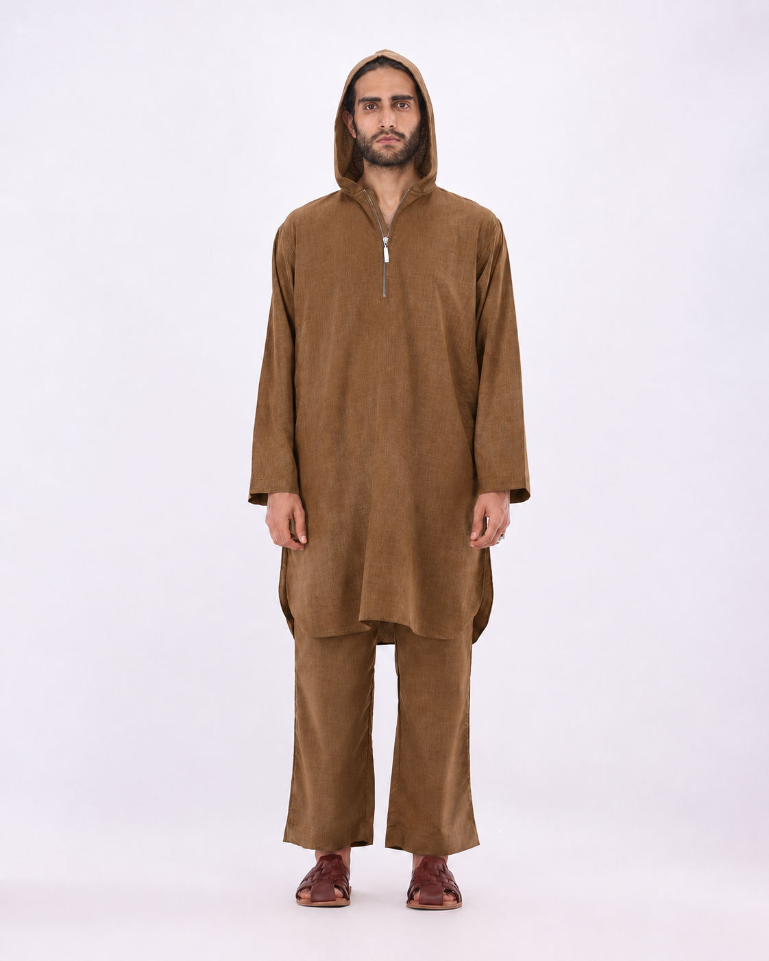 Nomad Hoodie Kurta Set – Brown