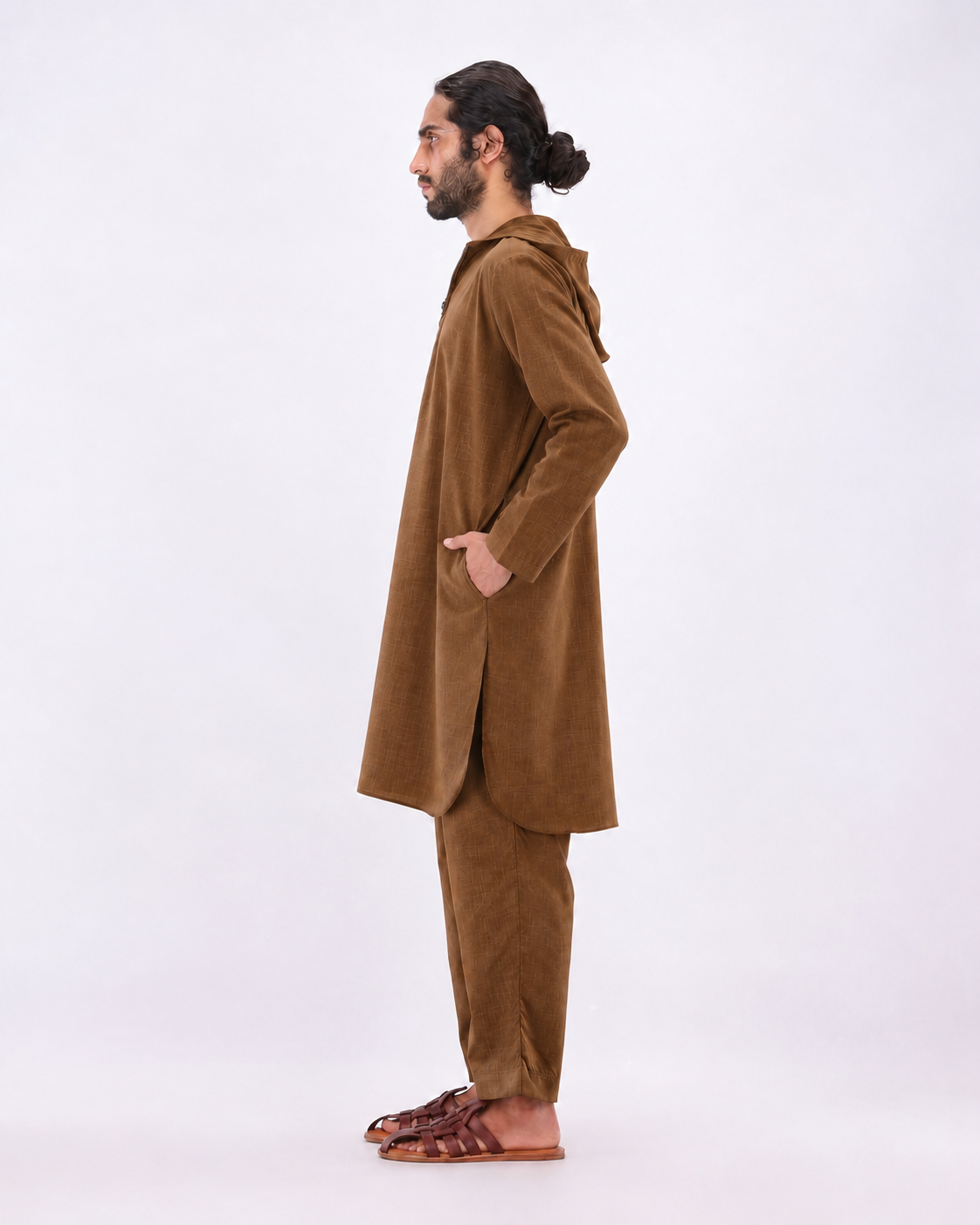 Nomad Hoodie Kurta Set – Brown